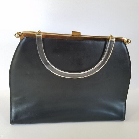 Vintage 60's L&M Lowy & Mund Edwards Lucite Handle Convertible Day To Night Bag - Picture 11 of 16